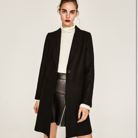 Zara Jackets & Blazers - ZARA Black Masculine Wool Coat